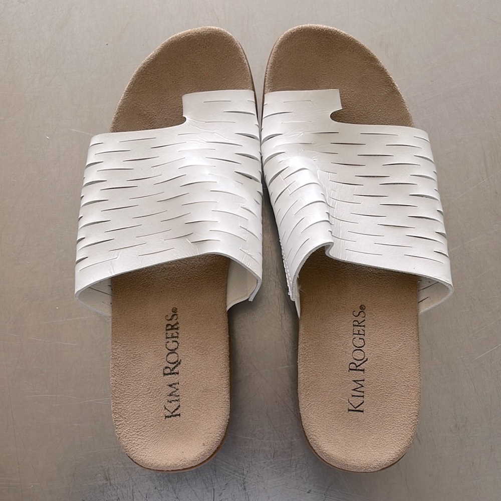 Kim Rogers Delaney Sandals Laser Cut White Size  7